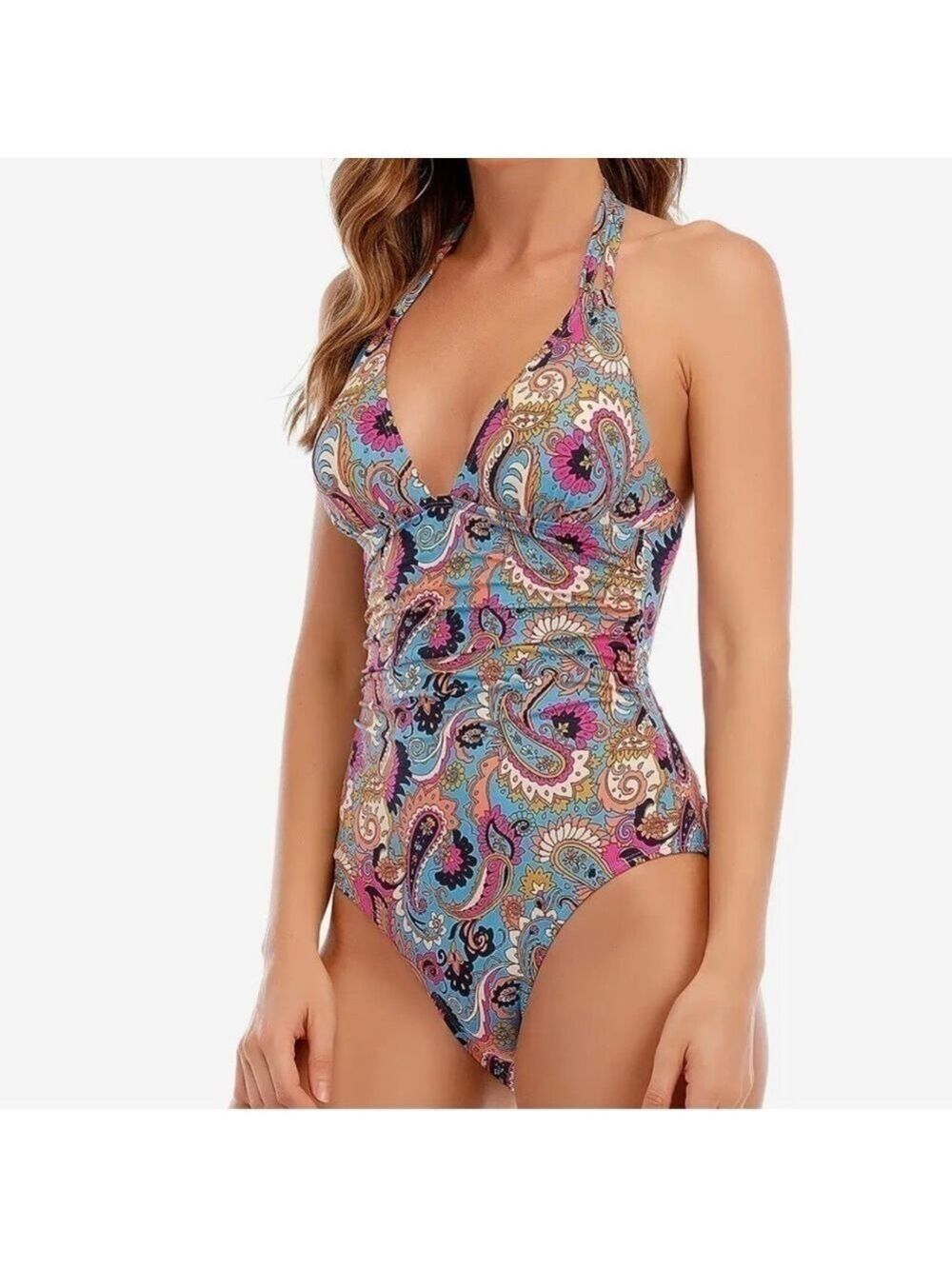LUCKY Brand Poolside Charm One-Piece Paisley Print Swimsuit Size S NWT